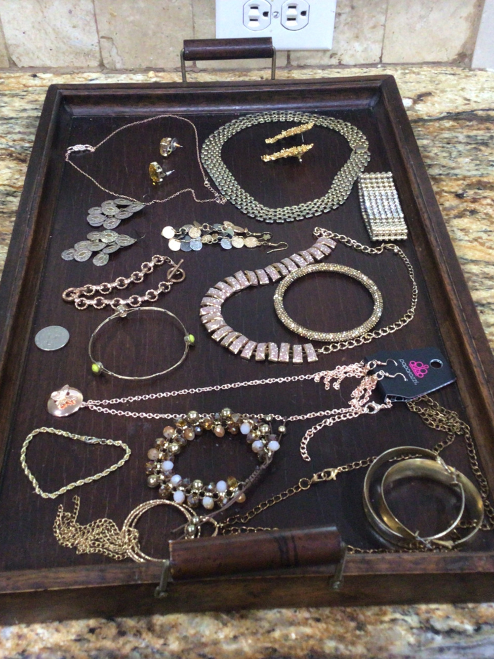 Miscellaneous tray of jewelry. All wearable.